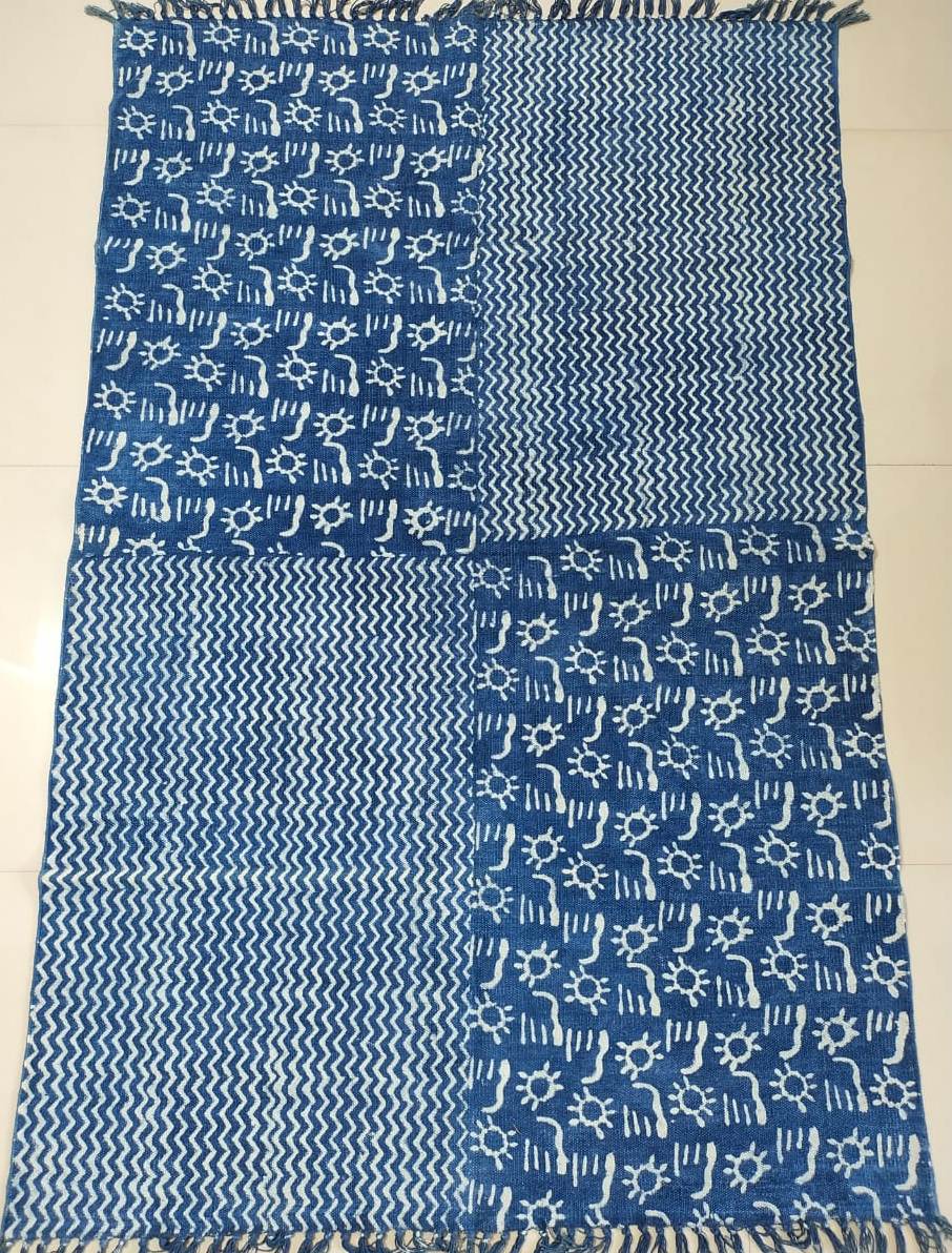 Hand block printed cotton Rug- Mangal Print 01