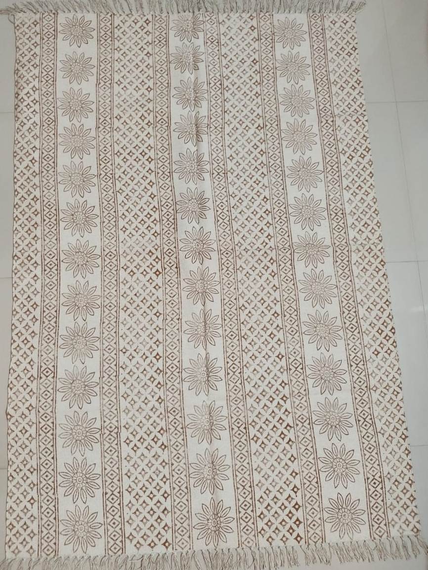 Hand block printed cotton Rug- Mangal Print 25