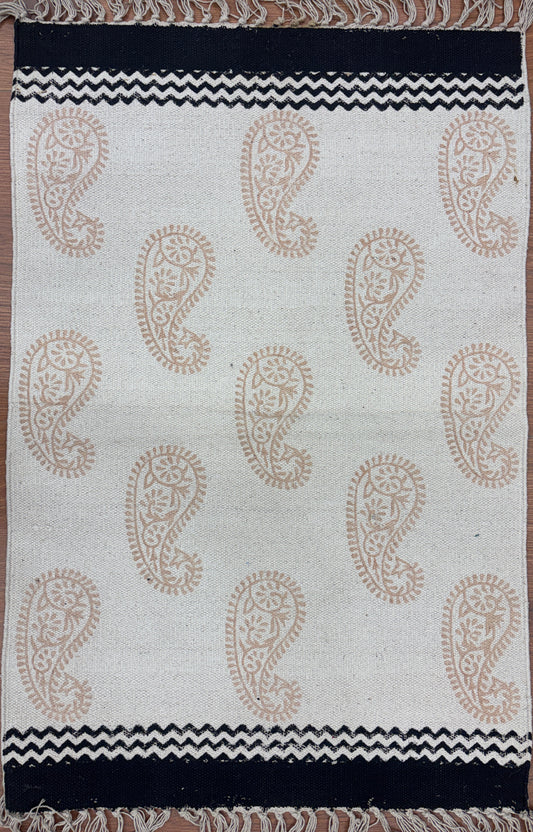 Hand block printed cotton Rug- Mangal Print 29