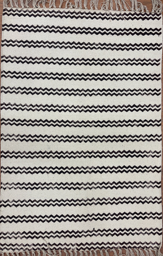 Hand block printed cotton Rug- Mangal Print 30