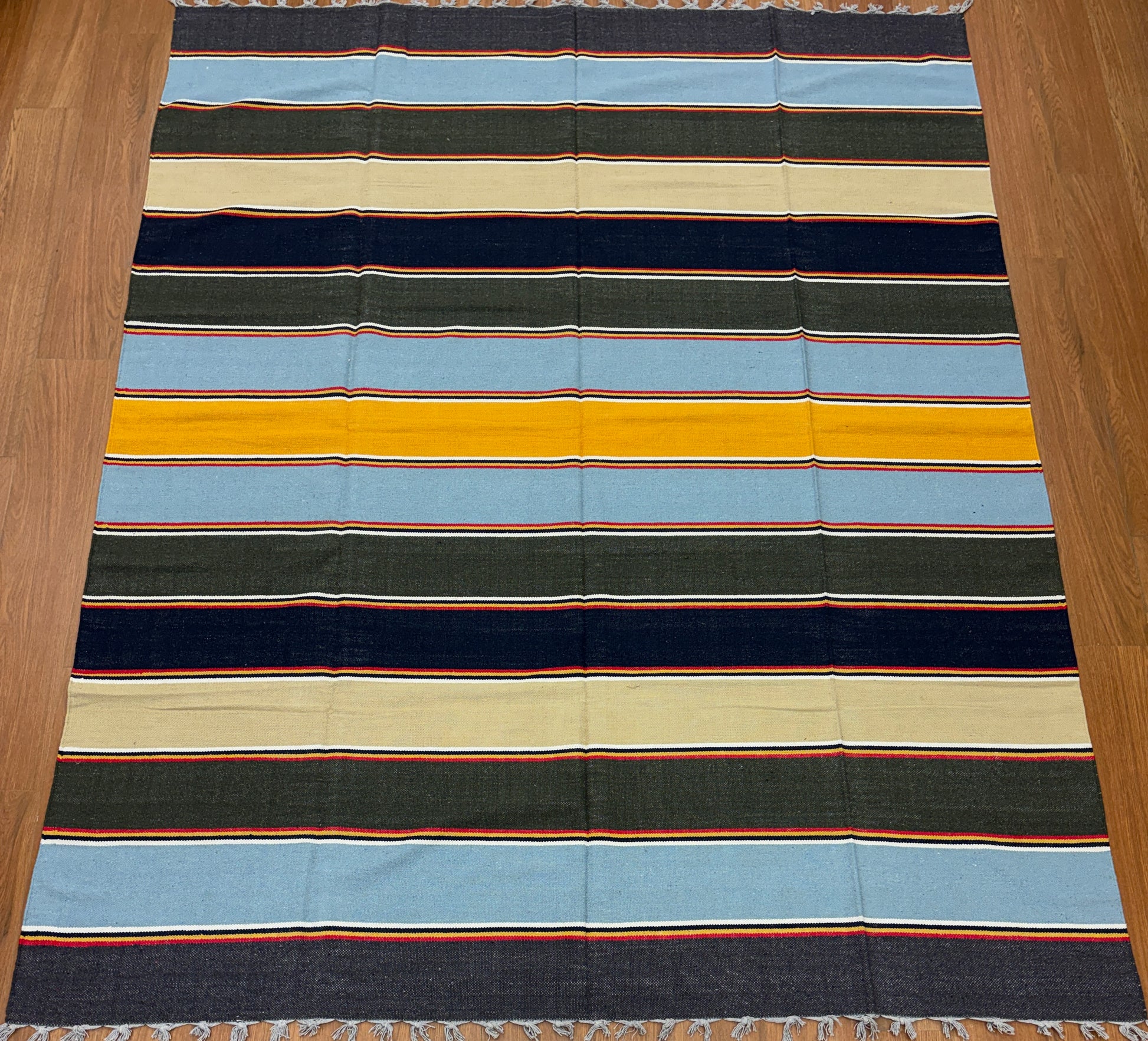 Handloom Cotton Dhurrie- HLCD 03 - Blue green | variant: Blue green