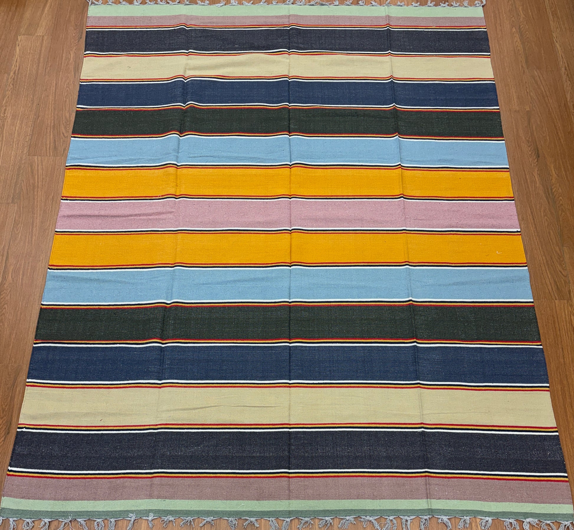 Handloom Cotton Dhurrie- HLCD 03 - Pink blue | variant: Pink blue