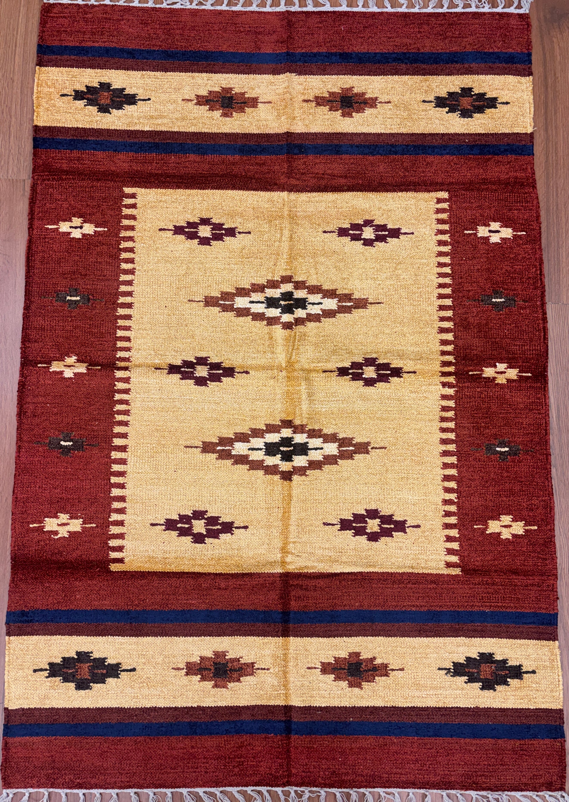 Handloom Shaniel Dhurrie- HLSD 03 - Yellow | variant: Yellow