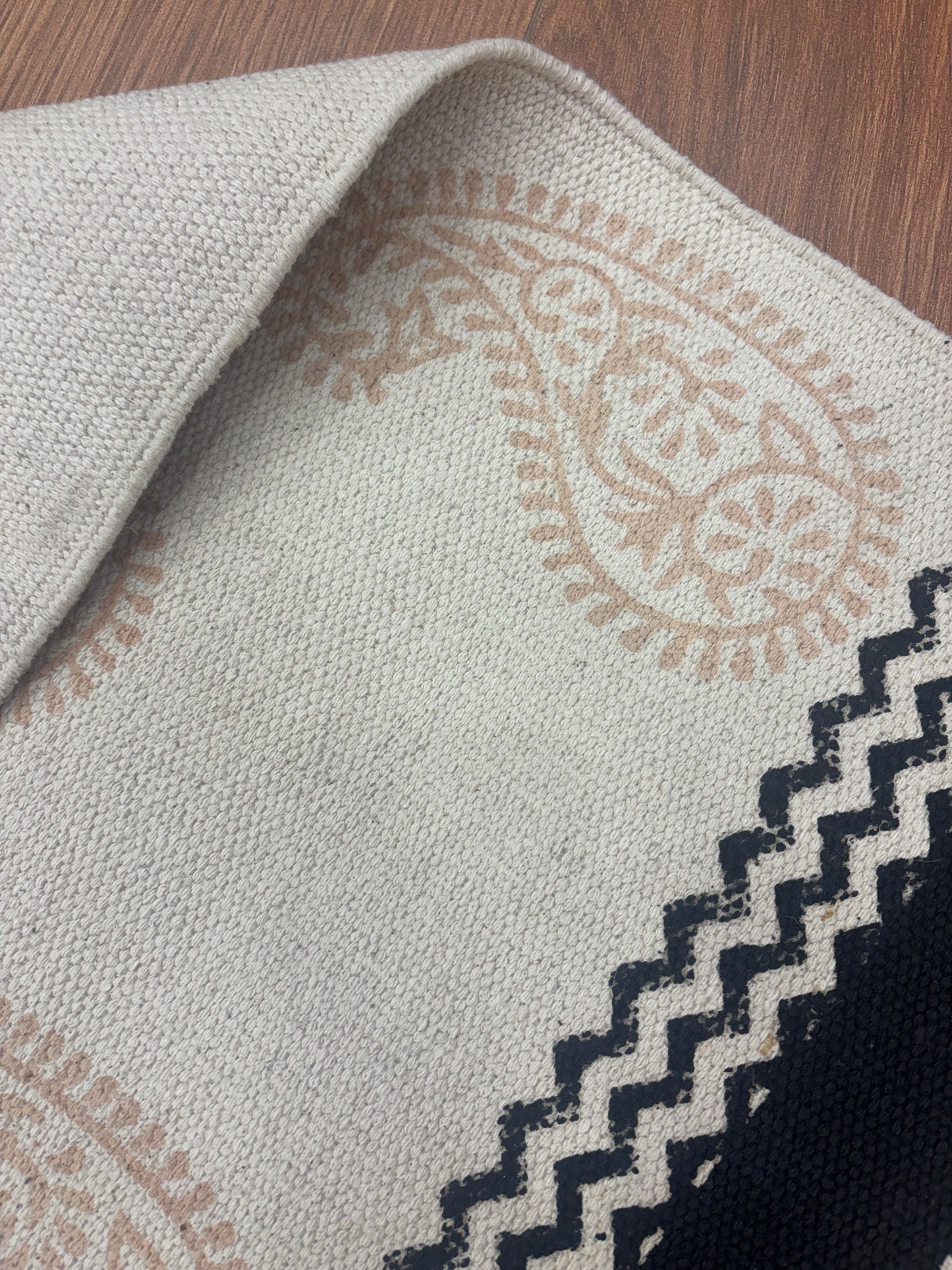 Hand block printed cotton Rug- Mangal Print 29