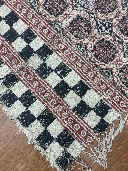 Hand block printed cotton Rug- Mangal Print 35