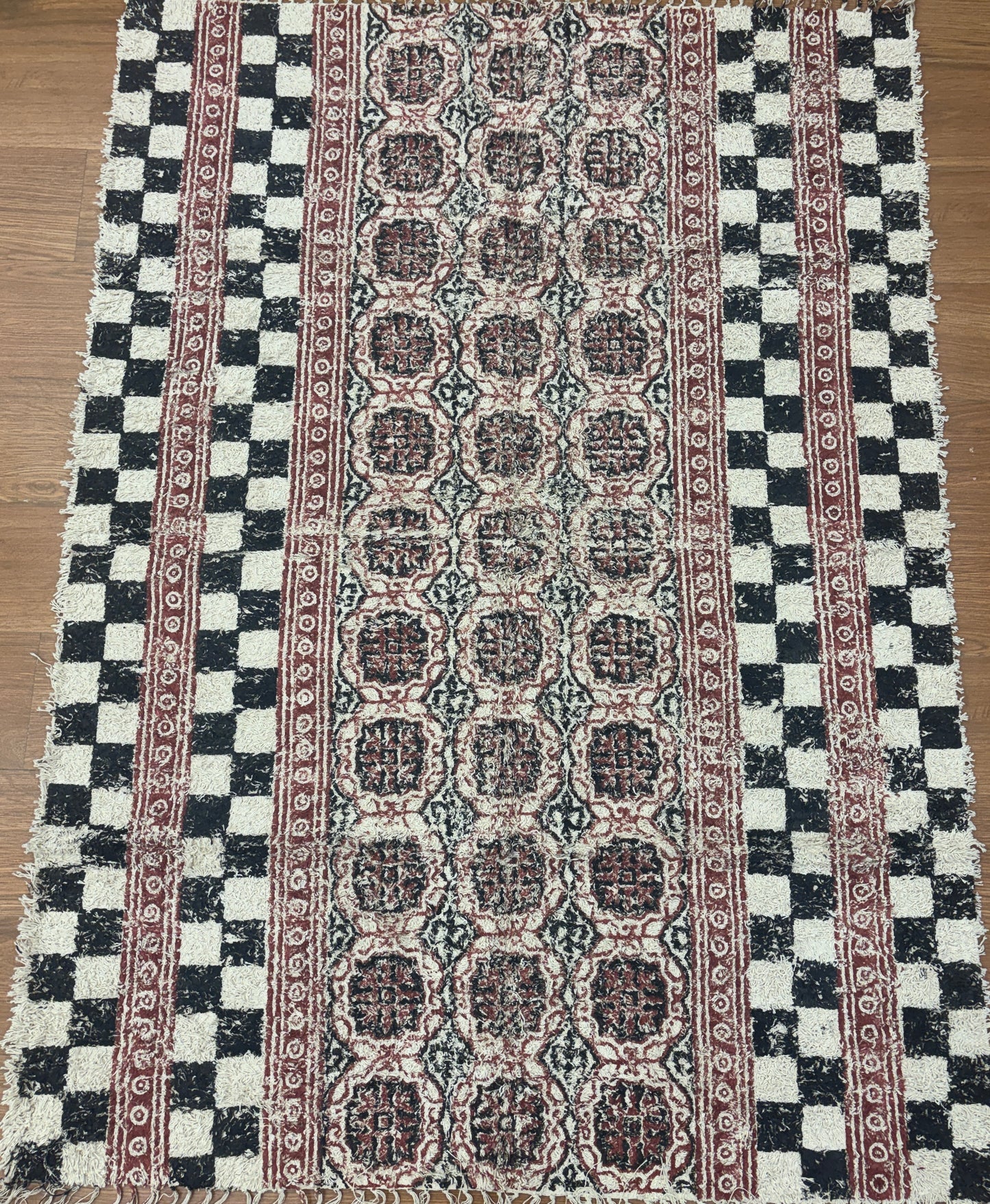 Hand block printed cotton Rug- Mangal Print 35