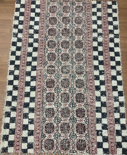 Hand block printed cotton Rug- Mangal Print 35