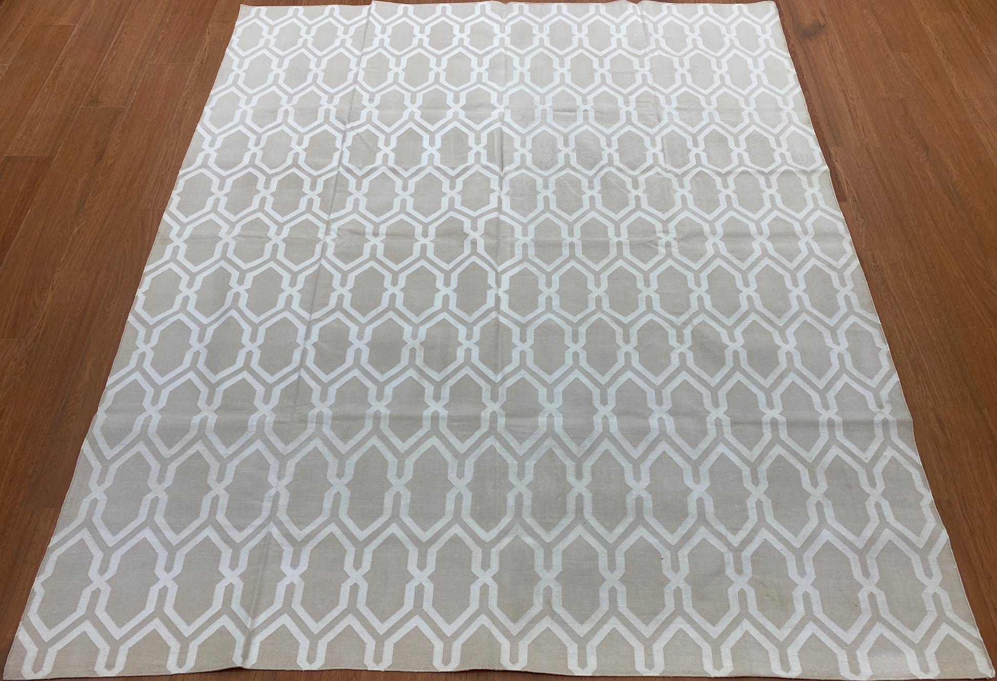Handmade cotton Punja Dhurrie- CPD 04 - Camel - white | variant: Camel - white