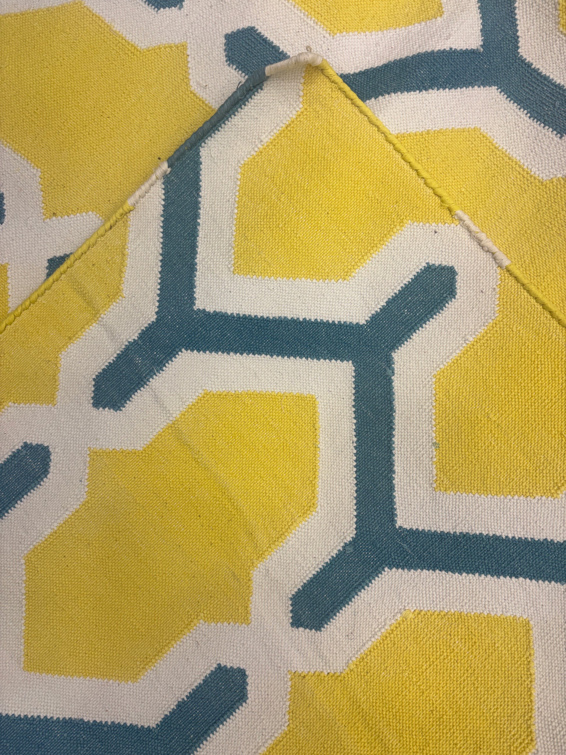 Handmade cotton Punja Dhurrie- CPD 04 - yellow | variant: yellow