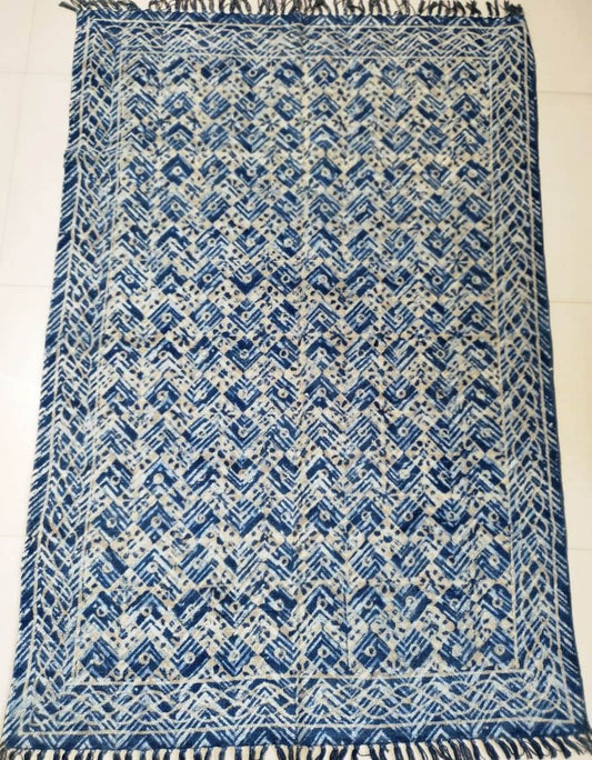 Hand block printed cotton Rug- Mangal Print 10