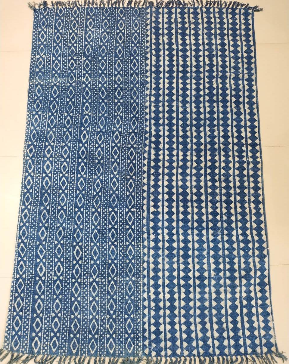 Hand block printed cotton Rug- Mangal Print 12