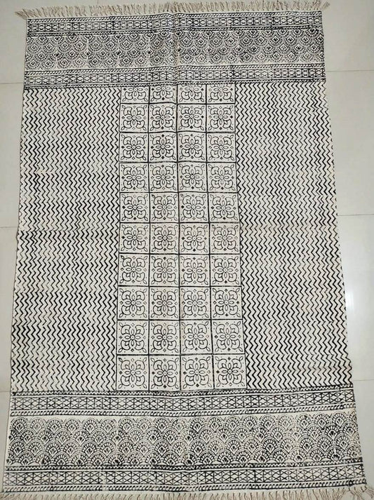 Hand block printed cotton Rug- Mangal Print 16