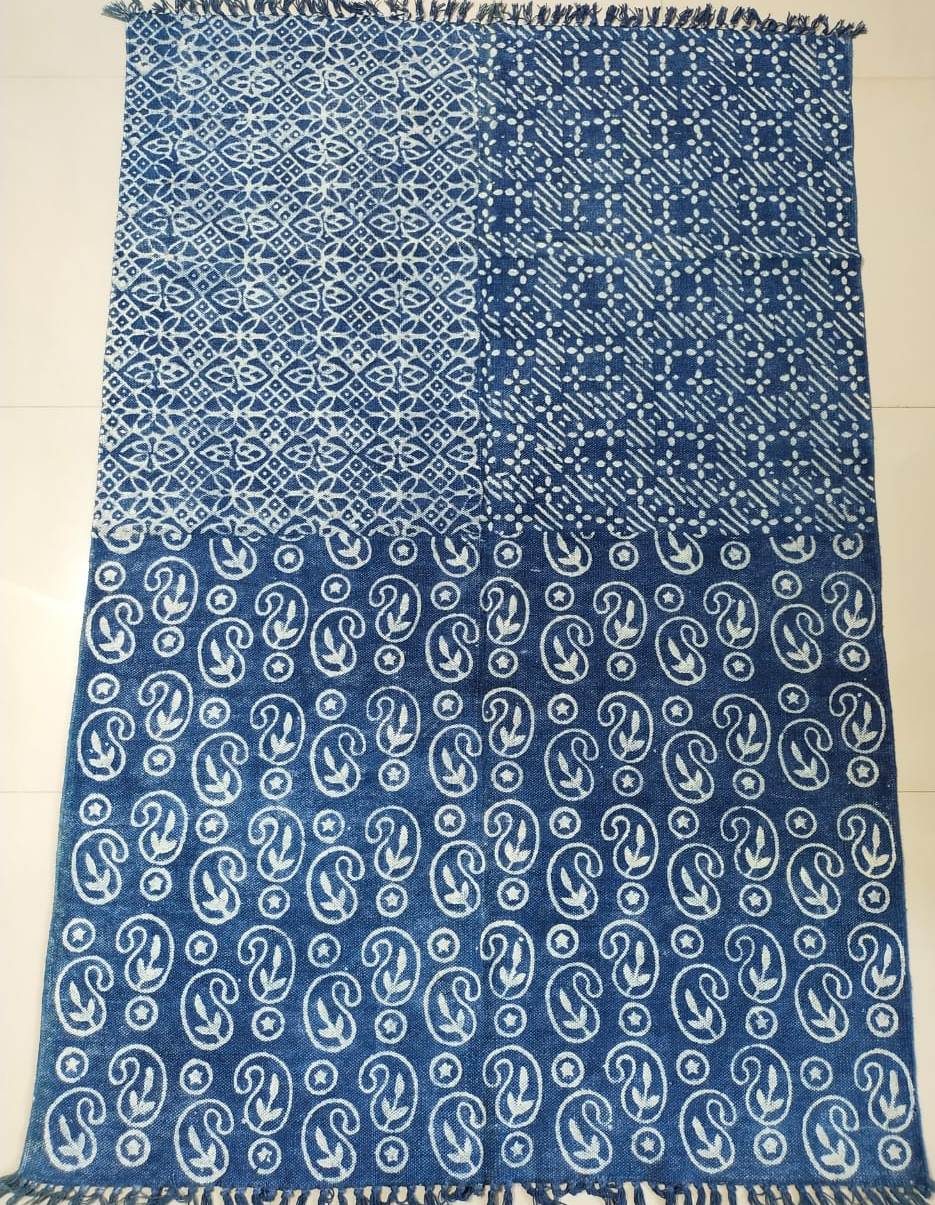 Hand block printed cotton Rug- Mangal Print 02