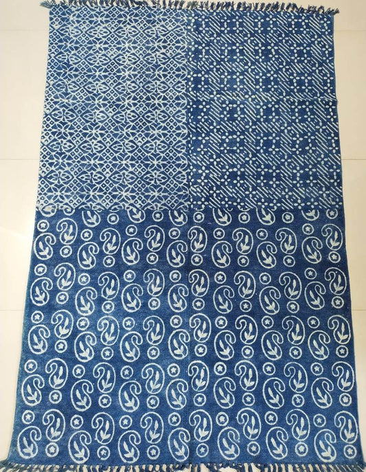 Hand block printed cotton Rug- Mangal Print 02