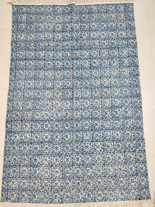 Hand block printed cotton Rug- Mangal Print 21