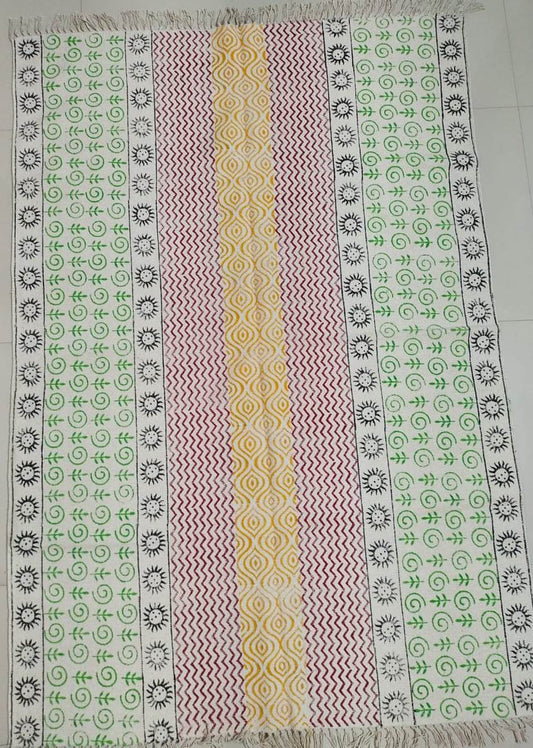 Hand block printed cotton Rug- Mangal Print 22