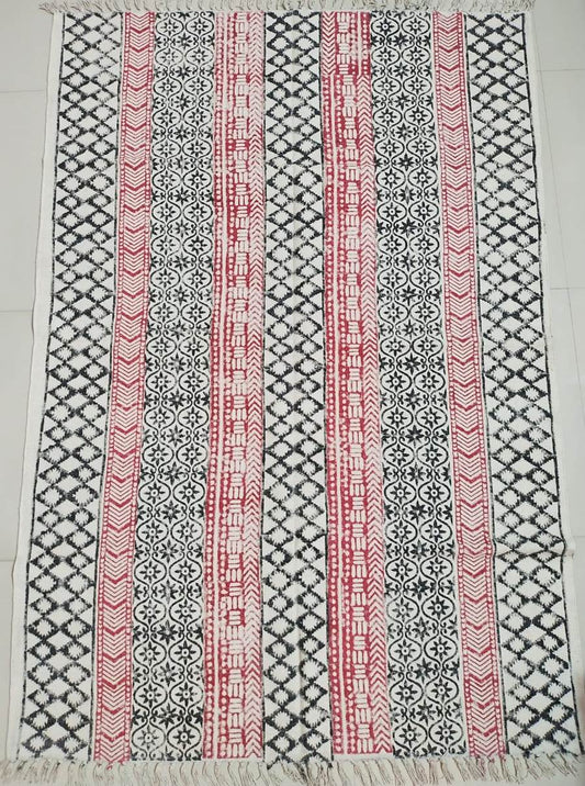 Hand block printed cotton Rug- Mangal Print 24
