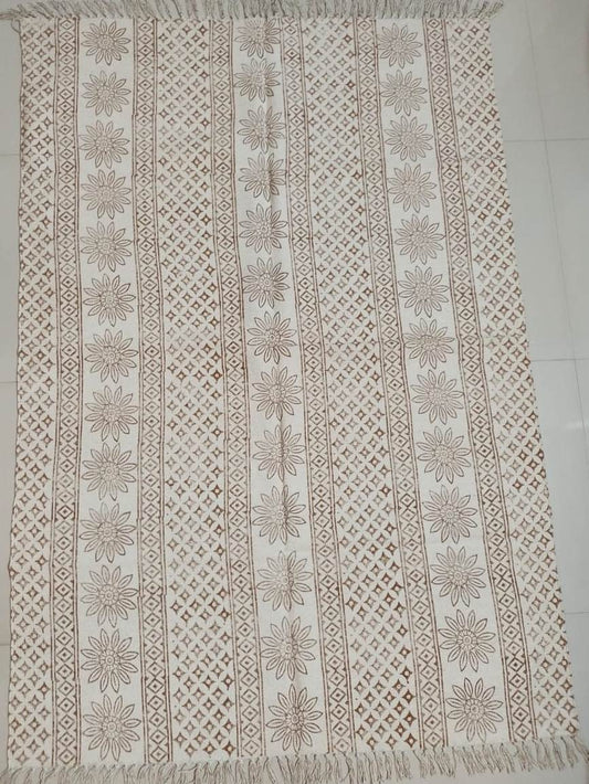 Hand block printed cotton Rug- Mangal Print 25