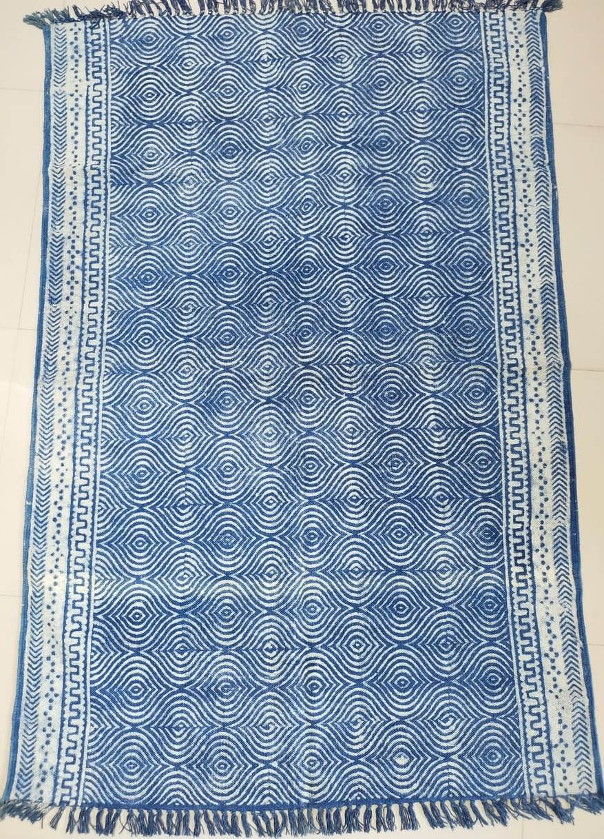 Hand block printed cotton Rug- Mangal Print 04