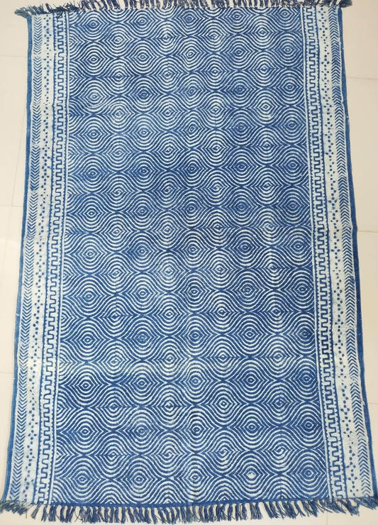 Hand block printed cotton Rug- Mangal Print 04