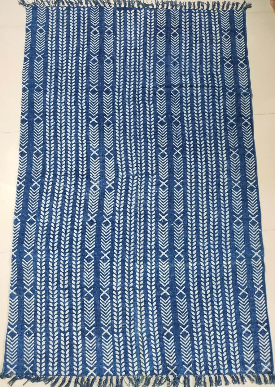 Hand block printed cotton Rug- Mangal Print 05