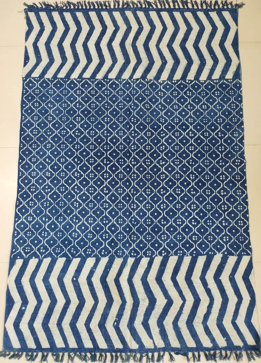 Hand block printed cotton Rug- Mangal Print 07