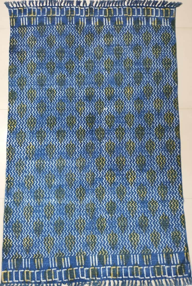 Hand block printed cotton Rug- Mangal Print 08