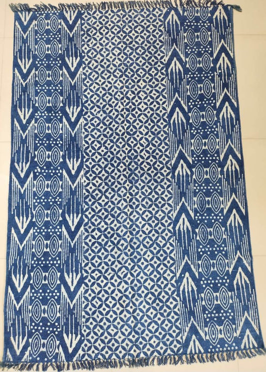 Hand block printed cotton Rug- Mangal Print 09