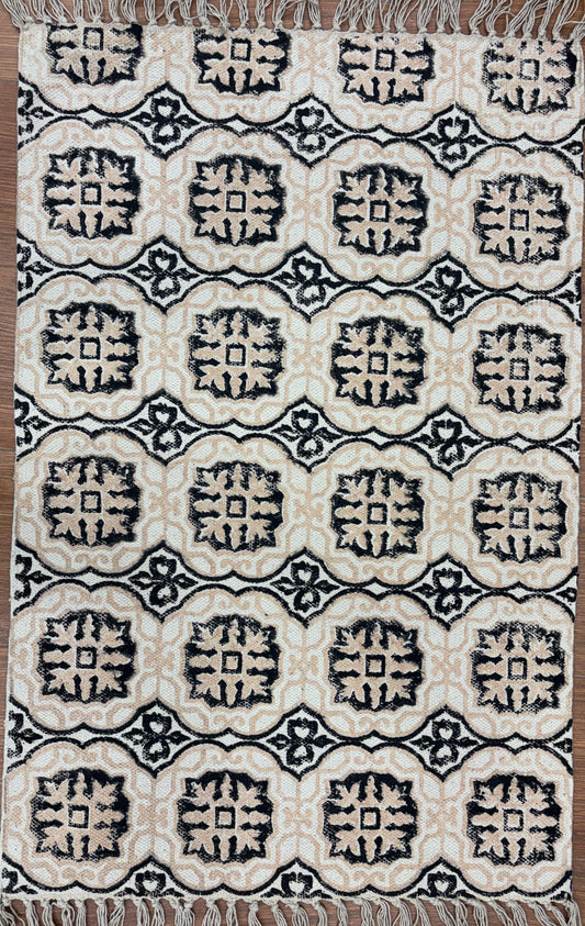 Hand block printed cotton Rug- Mangal Print 28