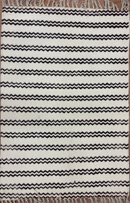 Hand block printed cotton Rug- Mangal Print 30